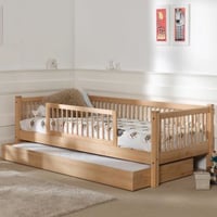 Kajuitbed Forrest 90x200 cm met bedhekje en bedlade - beukenhout 