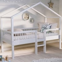 Huisbed Forrest - 90 x 200cm - met ladder - massief beukenhout - wit