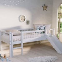 Halfhoogslaper Forrest - 90 x 200cm - met glijbaan - massief beukenhout - wit