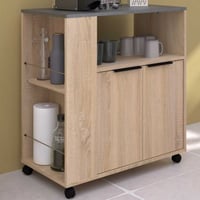 Keukentrolley Fumay met twee deuren - eikdecor/betonlook