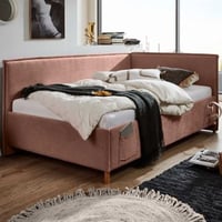 Eenpersoonsbed Ollie | Met rugleuning | 120 x 200 cm | Rozekleurig design