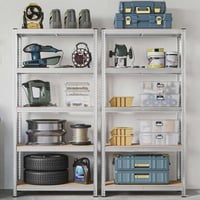 Stalen stellingunits met 5 verdiepingen, set van 2, montage zonder gereedschap, 875 kg, garage