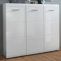 Schoenenkast Allan 134cm met 3 deuren - hoogglans wit 