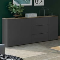 Dressoir Calista 192cm 3 deuren & 3 lades - antraciet/eik