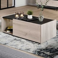 Salontafel Grillo 112x53cm met opbergruimte - eikdecor/zwart