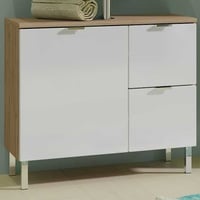 Wastafelonderkast Mauro 60cm met deur & 2 lades - eik/wit