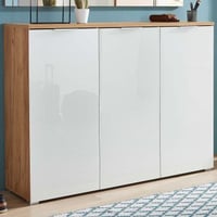 Schoenenkast Tille 134cm met 3 deuren - wit/eik 