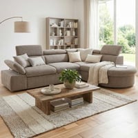 Hoekbank Firenze rechts - met bedfunctie - kastanjebruine stof