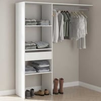 Kledingkast Botan D - 160cm, 1 lade & 3 legplanken & 1 kledingroede - wit