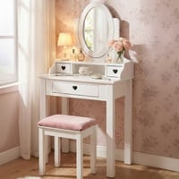 Kinderkaptafel Amori met spiegel - wit