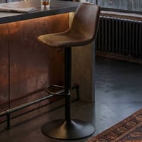 Verstelbare barkruk Tommy - 58-80cm zithoogte - bruin kunstleer