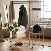 Kledingtrolley | 123 x 45 x 181 cm | Verchroomd staal | Zilverkleurig