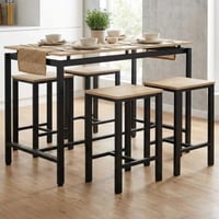 Bartafel Joel - met vier barkrukken - eikdecor/zwart