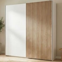 Kledingkast Bernard - 170x57x196cm - 2 deuren - wit/eikdecor