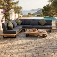 Loungeset tuin Valdez Gescova - Charcoal aluminium - 2 driezitbanken + salontafel