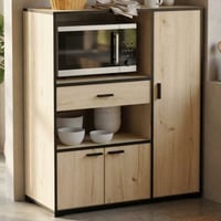 Microgolfkast Zira - 90x40x107cm - 3 deuren & 1 lade - eikdecor/zwart