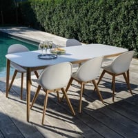 Tuintafel Helsinki Gescova - Duranite blad - 213x100 cm - Wit & Teakhout