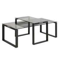 Set van 2 salontafels Nicola met glazen blad - zwart