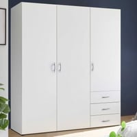 Kledingkast Harry - 150x51x176cm - 3 deuren & 3 lades - wit