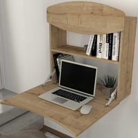 Wandbureau Indy - 72x22x75cm - met opbergruimte - eikdecor