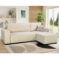 Hoekbank Josh rechts - met opbergruimte - beige ribfluweel