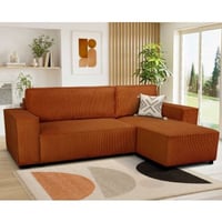 Hoekbank Josh rechts - met opbergruimte - terracotta ribfluweel