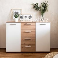 Commode Jakob 120cm 2 deuren & 4 lades - artisan eik/wit