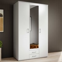 Kledingkast Daniela 120cm met 3 deuren 2 lades & spiegel - wit