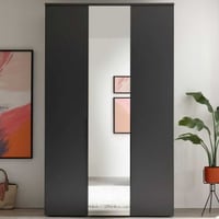 Kledingkast Kevo - 135x52x225cm - 3 deuren - met spiegel - grafiet