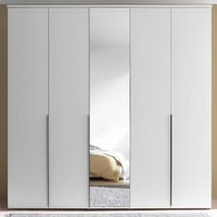 Kledingkast Kevo - 225x52x225cm - 5 deuren - met spiegel - wit