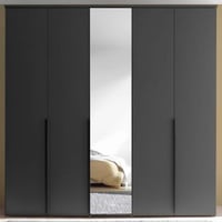 Kledingkast Kevo - 225x52x225cm - 5 deuren - met spiegel - grafiet