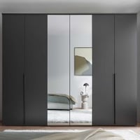 Kledingkast Kevo - 270x52x225cm - 6 deuren - met spiegel - grafiet
