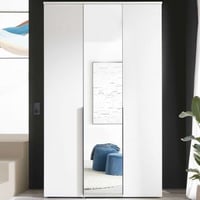 Kledingkast Kevo - 135x52x225cm - 3 deuren - met spiegel - wit