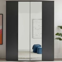 Kledingkast Kevo - 180x52x225cm - 4 deuren - met spiegel - grafiet