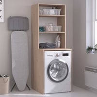 Wasmachinekast Laundry - 65x60x184cm - met 2 legplanken - eikdecor