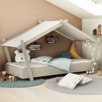 Bedhuisje Virginia 90 x 200 cm-lichtgrijs/ecru 