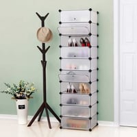 10 Gleuf Modulaire DIY Plastic Shoe Rack, in elkaar grijpende witte opslag plank eenheid