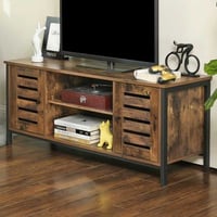 Tv-meubel Lance 110cm 2 deuren 2 vakken - rustiek bruin/zwart