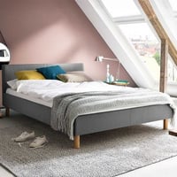 Gestoffeerd twijfelaar bed Amber - lichtgrijs