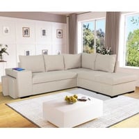 Hoekbank Mitchell rechts - met opbergruimte - beige