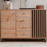Commode Médard 118 cm-artisanale eik/antraciet