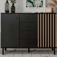 Dressoir Manet - 118x40x90cm - 2 deuren & 4 lades - zwart/eikdecor