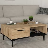 Salontafel Nefel - 90x60x38cm - met opbergruimte - eikdecor/zwart
