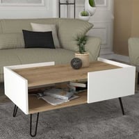 Salontafel Nina - 100x55x45cm - met opbergruimte - eikdecor/wit