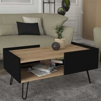 Salontafel Nina - 100x55x45cm - met opbergruimte - eikdecor/zwart