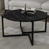 Ovale salontafel Noce - 73x68x36cm - zwart marmer