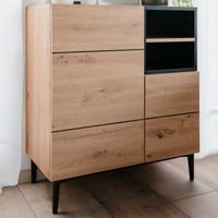 Commode Ted 80cm 2 deuren - eik/zwart 