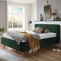 Bed Madras 140x200cm met opbergruimte ribfluweel - donkergroen