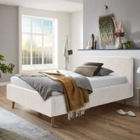Bed Dalila 140x200cm teddystof met opbergruimte - wit