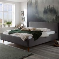 Bed Madras 160x200cm met opbergruimte ribfluweel - grijs